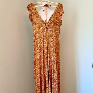 ANTHROPOLOGY Floral V-Neck Jump suit